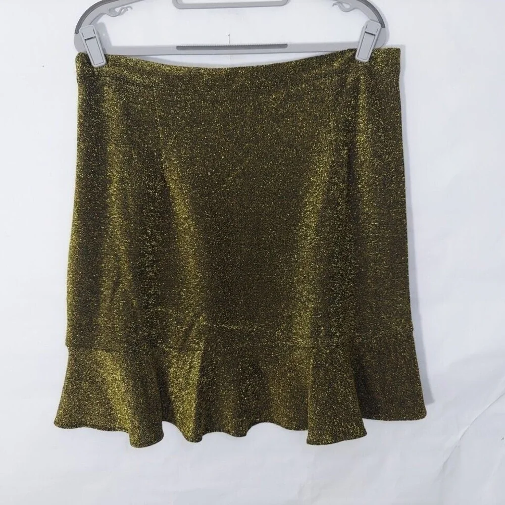 Michael Kors Skirt Women L‎ Gold Metallic Luxe Cocktail Holiday Glam Statement